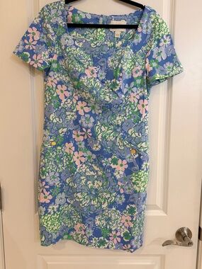Lilly Pulitzer Short Sleeved Shift Dress Sunwashed Blue